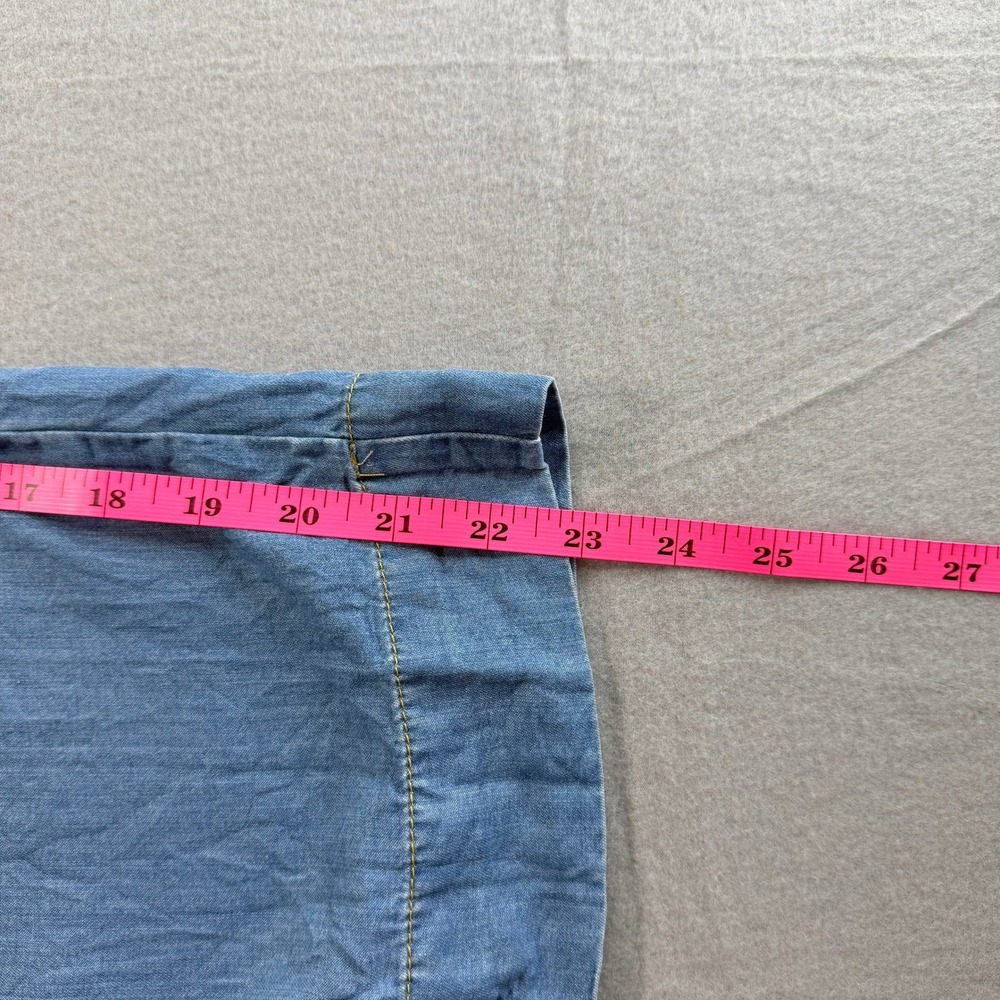 Chambray Wide Leg Jeans Womens 2 Blue Pleated Paperbag Waist Trousers Boho Chic - Picture 6 of 12